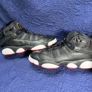EUC‎ Kids Jordan 6 Rings Black Red Yellow Basketball Shoes Size 6.5Y